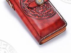 Handmade Leather Mens Chain Biker Wallet Cool Leather Wallet Long Phone Wallets for Men