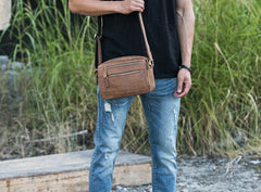 Small Cool Leather Mens Messenger Bags Shoulder Bag  for Men - iwalletsmen