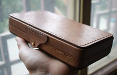 Handmade Leather Mens Box Wallet Wristlet Clutch Wallet Cigarette Box for Men - iwalletsmen