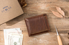 Cool Leather Mens Small Wallets Bifold Vintage billfold Wallets for Men - iwalletsmen
