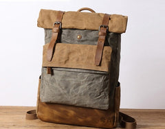 Waxed Canvas Mens Travel Backpacks Canvas School Backpacks Laptop Backpack for Men - iwalletsmen