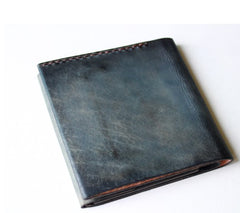 Handmade Vintage Leather Mens Small Bifold Wallet Cool billfold Wallet for Men - iwalletsmen