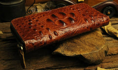 Handmade Leather Mens Cool Zipper Phone Travel Long Wallet Card Holder Card Slim Clutch Wallets for Men