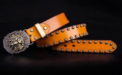 Handmade Genuine Leather Punk Rock Chinese Monster Mens Cool Men Biker Trucker Leather Belt