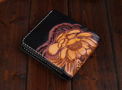 Handmade Leather Carp Mens billfold Wallet Cool Leather Wallet Slim Wallet for Men - iwalletsmen