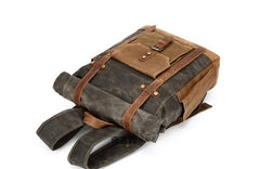 Waxed Canvas Leather Mens Travel Backpacks Canvas Backpack Canvas School Backpack for Men - iwalletsmen