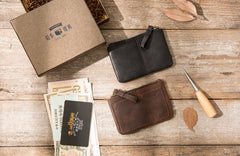 Leather Mens Card Holders Slim Front Pocket Wallet Coin Wallet for Men - iwalletsmen