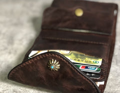 Handmade Leather Mens Cool billfold Leather Wallet Men Small Wallets Trifold for Men
