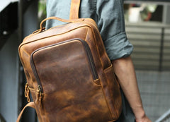 Vintage Leather Mens Backpacks Travel Backpack Laptop Backpack for men - iwalletsmen