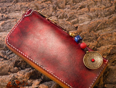 Handmade Leather Mens Chain Biker Wallet Cool Leather Wallet Long Phone Wallets for Men - iwalletsmen