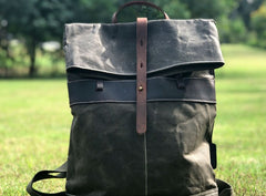 Vintage Cool Mens Waxed Canvas Backpack Canvas Backpack for Men - iwalletsmen