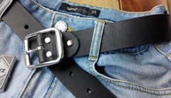 Handmade Black Leather Mens Belt Leather Belt for Men - iwalletsmen