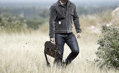 Genuine Leather Mens Cool Messenger Bag Briefcase Work Bag Business Bag for men