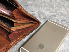 Handmade Genuine Leather Mens Clutch Cool Fashion Wallet Clutch Wristlet Wallet for Men