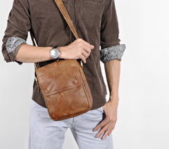 Cool Vintage Leather Small Mens Messenger Bags Shoulder Bags for Men - iwalletsmen