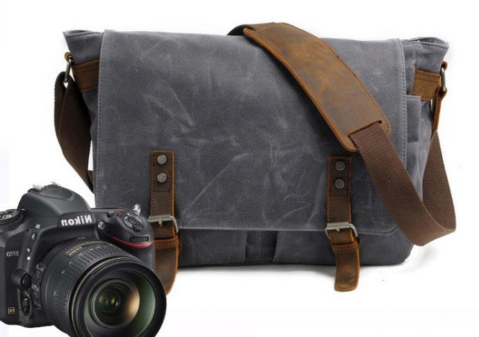 Waxed Canvas Mens Camera Shoulder Bag Canvas Messenger Bag Canvas Camera Side Bag for Men - iwalletsmen