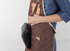 Handmade Genuine Leather Mens Cool Chest Bag Sling Bag Crossbody Bag Travel Bag Hiking Bag for men