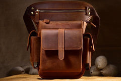 Biker Mens Leather Drop Leg Bag Waist Bag Side Bag Belt Pouch Pack for Men - iwalletsmen