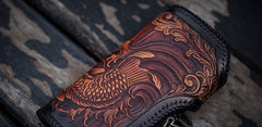 Handmade Leather Carp Mens Chain Biker Wallet Cool Leather Wallet With Chain Wallets for Men