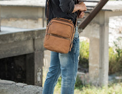 Cool Leather Brown Small Mens Messenger Bag Vintage Shoulder Bag  for Men - iwalletsmen