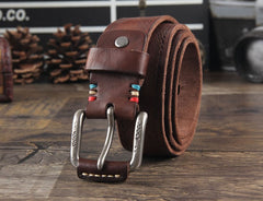 Genuine Leather Punk Rock Biker Trucker Mens Belt Men Black Coffee Belt for Men