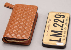 Leather Braided Men Small Key Wallet Bifold Small Keyring Wallet for Men - iwalletsmen