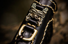 Handmade Leather Mens Chain Biker Wallet Cool Leather Wallet Long Clutch Wallets for Men