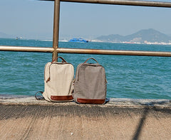 Cool Canvas Leather Mens Backpack Canvas Travel Bag Canvas School Bag for Men - iwalletsmen