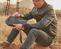 Canvas Mens Fanny Pack Canvas Waist Bag Small Canvas Chest Bag for Men - iwalletsmen