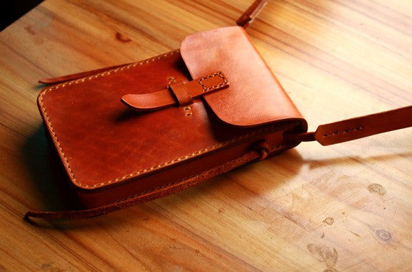 Handmade Vintage Leather Mens Small Messenger Bag Coffee Cell Phone Sh –  iwalletsmen