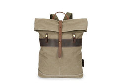 Cool Waxed Canvas Gray Leather Mens Backpack Canvas Travel Backpack Canvas School Backpack for Men - iwalletsmen