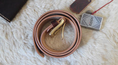 Handmade Vintage Red Brown Leather Mens Belt Leather Belt for Men - iwalletsmen