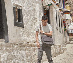 Mens Canvas Gray Cool Side Bag Messenger Bag Canvas Shoulder Bag for Men - iwalletsmen