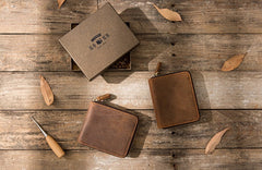 Cool Leather Vintage Mens Small Wallets Zipper billfold Wallets for Men - iwalletsmen