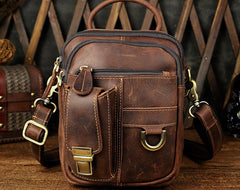 Mens Leather Small Side Bag COURIER BAG Waist Bag Holster Belt Case Belt Pouch for Men - iwalletsmen