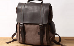 Mens Canvas Leather Backpack Canvas Travel Backpack Canvas School Backpacks for Men - iwalletsmen
