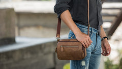 Cool Leather Mens Small Messenger Bags Shoulder Bags for Men - iwalletsmen