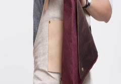 Cool Canvas Leather Triangular Mens Sling Bag Chest Bag One Shoulder Pack for men - iwalletsmen