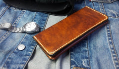 Vintage Brown Leather Bifold Mens Long Wallet Leather Long Wallets for Men - iwalletsmen