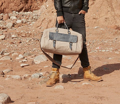 Mens Leather Canvas Large Weekender Bag Canvas Travel Bag for Men - iwalletsmen