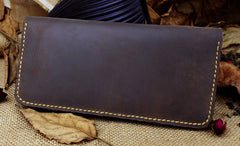 Handmade Leather Mens Cool Travel Long Wallet Card Holder Card Slim Clutch Wallets for Men