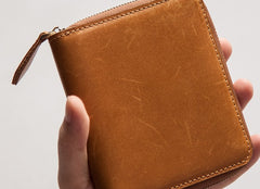 Vintage Leather Mens Small Wallet Zipper Small Wallet for Men - iwalletsmen