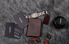 Leather Mens Slim Front Pocket Bifold Small Wallets Card Wallet for Men - iwalletsmen