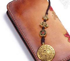 Handmade Leather Ganesha Mens Chain Biker Wallet Cool Leather Wallet With Chain Wallets for Men
