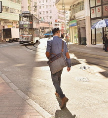 Mens Gray Canvas Leather Briefcase Handbag Work Bag Business Bag for Men - iwalletsmen