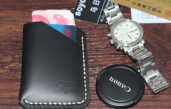 Black Leather Mens Slim Front Pocket Wallets Leather Card Wallet for Men - iwalletsmen