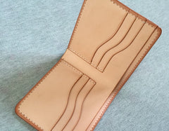 Handmade Leather Mens Tooled Feather Cool billfold Leather Wallet Men Small Wallets Bifold for Men