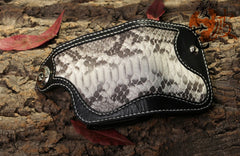Handmade Leather billfold Mens Chain Biker Wallet Cool Boa Skin Wallet With Chain Wallets for Men