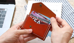 Leather Mens Card Wallet Front Pocket Wallet Small Slim Wallet Change Wallet for Men - iwalletsmen