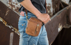 Leather Belt Pouch Belt Cases Mens Waist Bag Small Shoulder Bag for Men - iwalletsmen